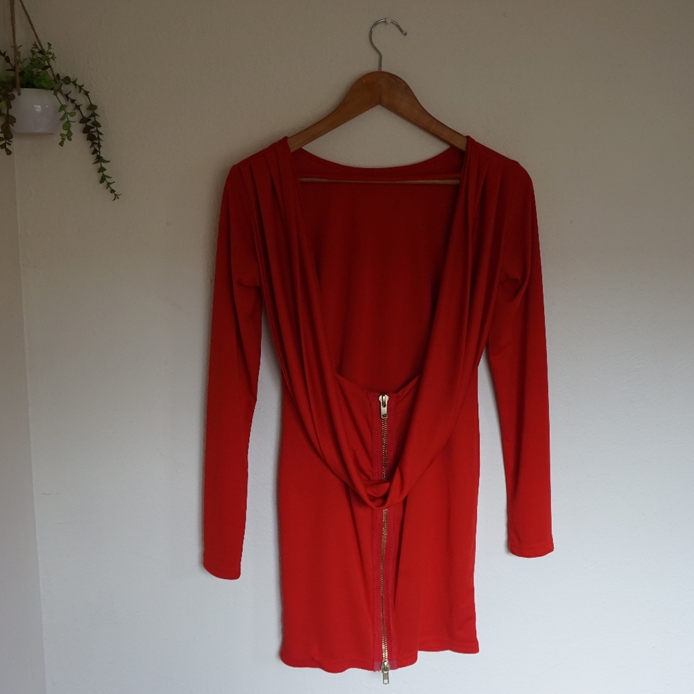 Gorgeous Semi Open Back Red Cocktail Dress